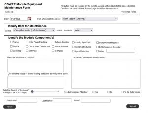 screenshot of the form