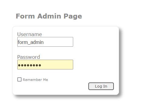 Image of the CGWRR Form Maintenance form login screen in the iframe at the bottom of the webpage.