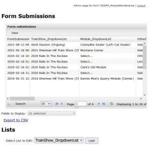 Main view of the form admin screen was logged in